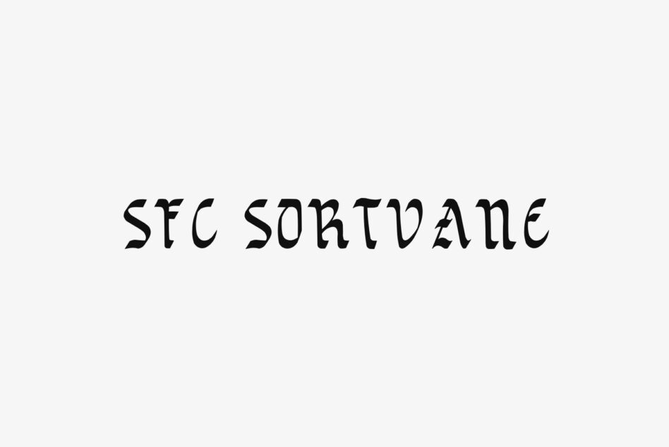 SFC Sortvane serif font with quirky irregular letterforms on light background