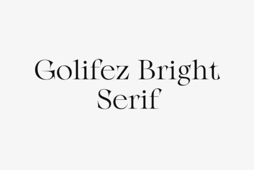 Golifez Bright Serif typeface displayed in elegant black letters on light background
