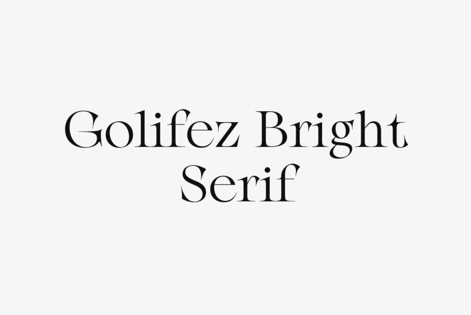 Golifez Bright Serif typeface displayed in elegant black letters on light background