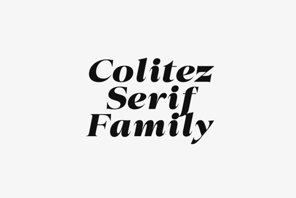 Colitez Serif Family typeface displayed in bold black italic letters on cream background
