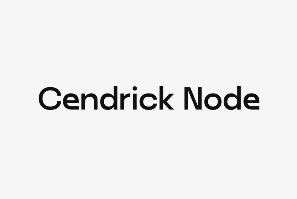 Cendrick Node typeface displayed in bold black sans serif on light gray background