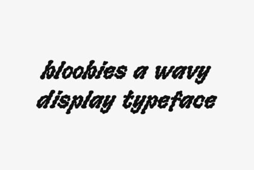 Bold wavy italic typeface with chunky letterforms on light background