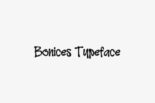 Bonices Typeface in bold handwritten black letters on light gray background