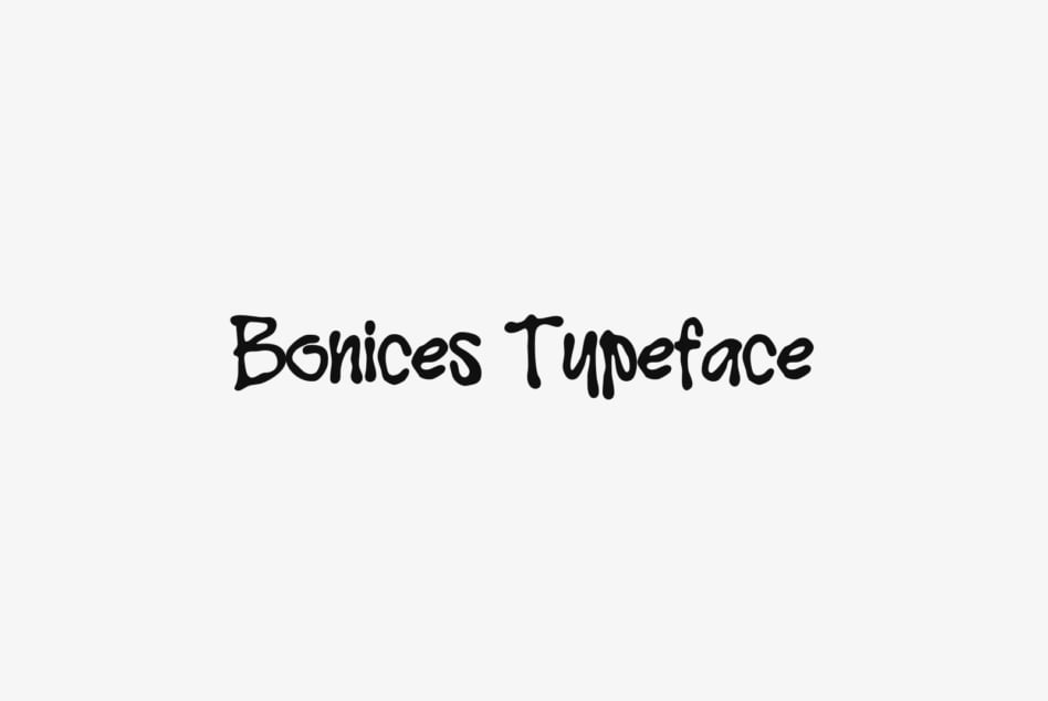 Bonices Typeface in bold handwritten black letters on light gray background