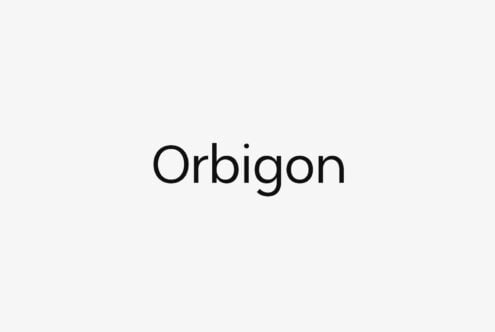 Orbigon sans serif font displayed in black text on light gray background
