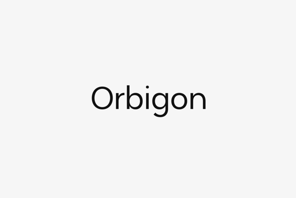 Orbigon sans serif font displayed in black text on light gray background