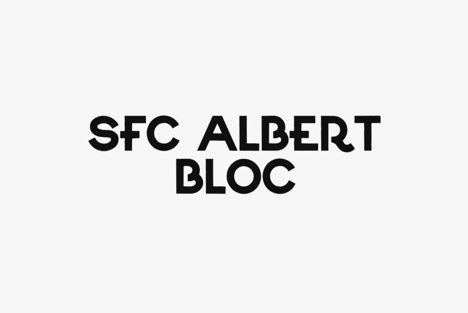 SFC Albert Bloc typeface displayed in bold black letters on light background