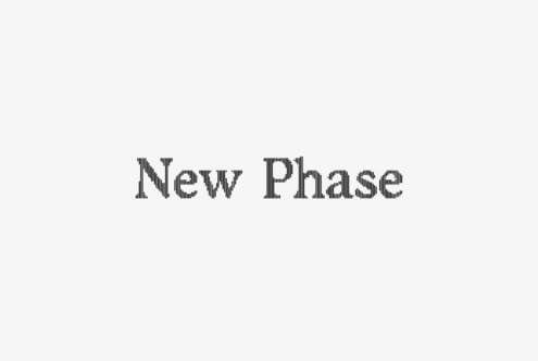 Striped serif font with "New Phase" text on minimal light gray background