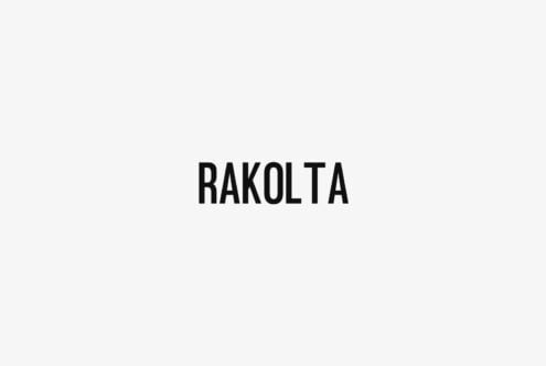 Rakolta sans serif font displayed in bold black letters on light gray background