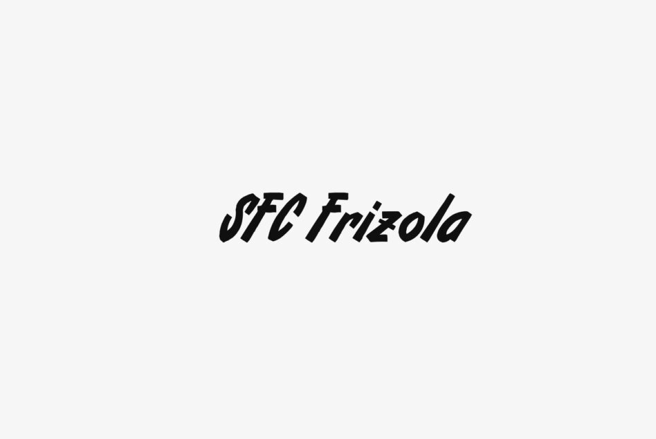 SFC Frizola italic typeface in bold black on clean minimal background