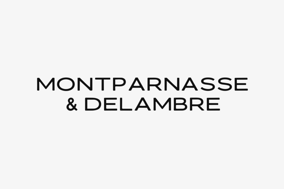 Montparnasse & Delambre sans serif font in clean black lines on light background