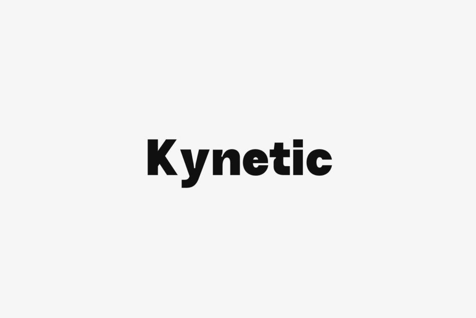 Kynetic typeface in bold black on light gray background, centered
