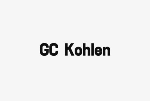 GC Kohlen sans serif font in bold black on clean light gray background