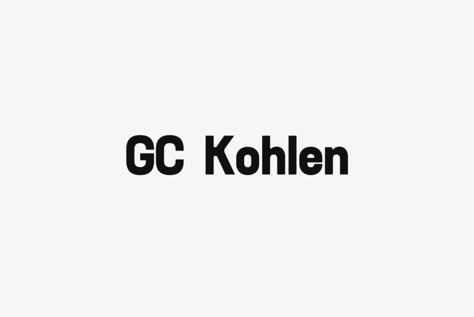 GC Kohlen sans serif font in bold black on clean light gray background
