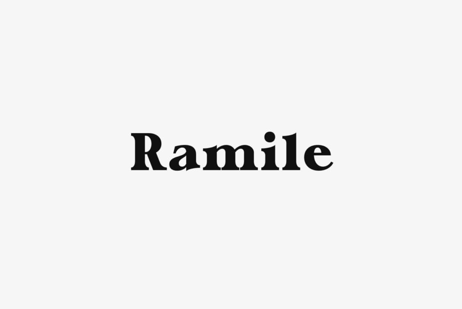 Ramile serif font displayed in bold black letters on light background