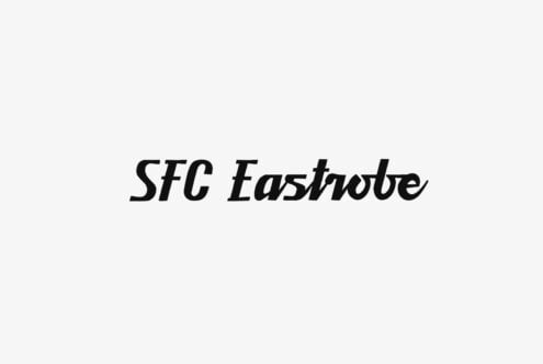 SFC Eastrobe italic typeface displayed in bold black text on clean white background