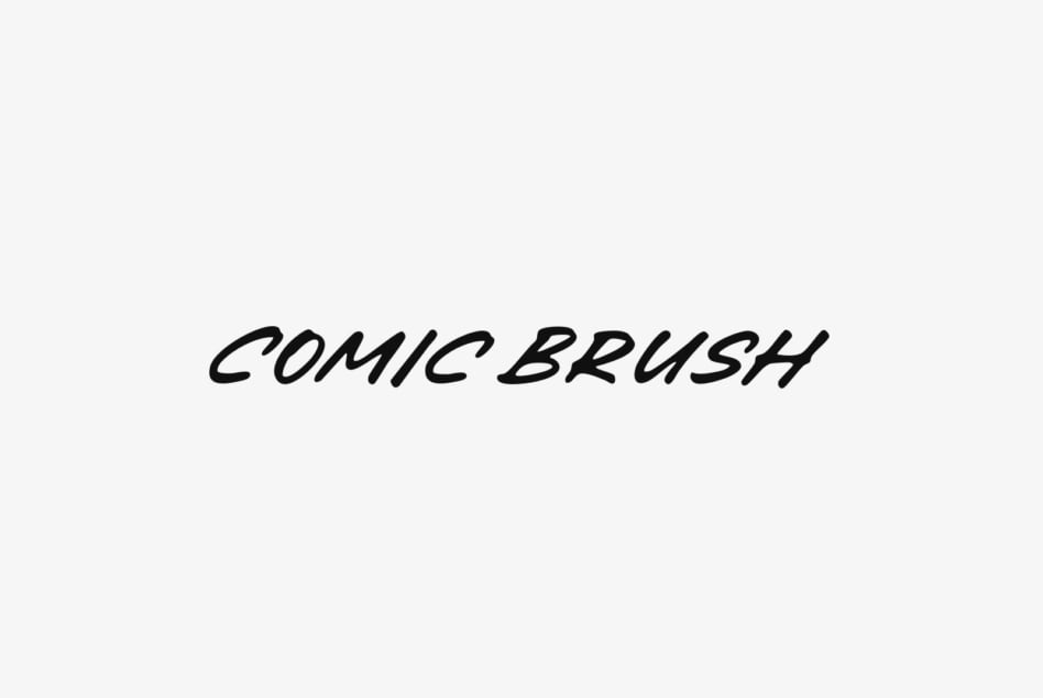 Comic Brush font in bold italic black lettering on clean light background