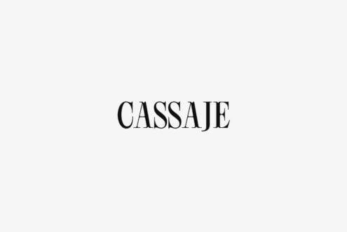 Cassaje serif font in black letters centered on light gray background