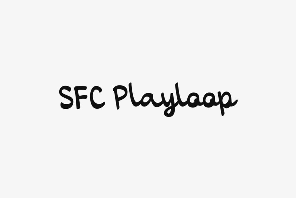 SFC Playlaap handwritten font in bold black script on light background
