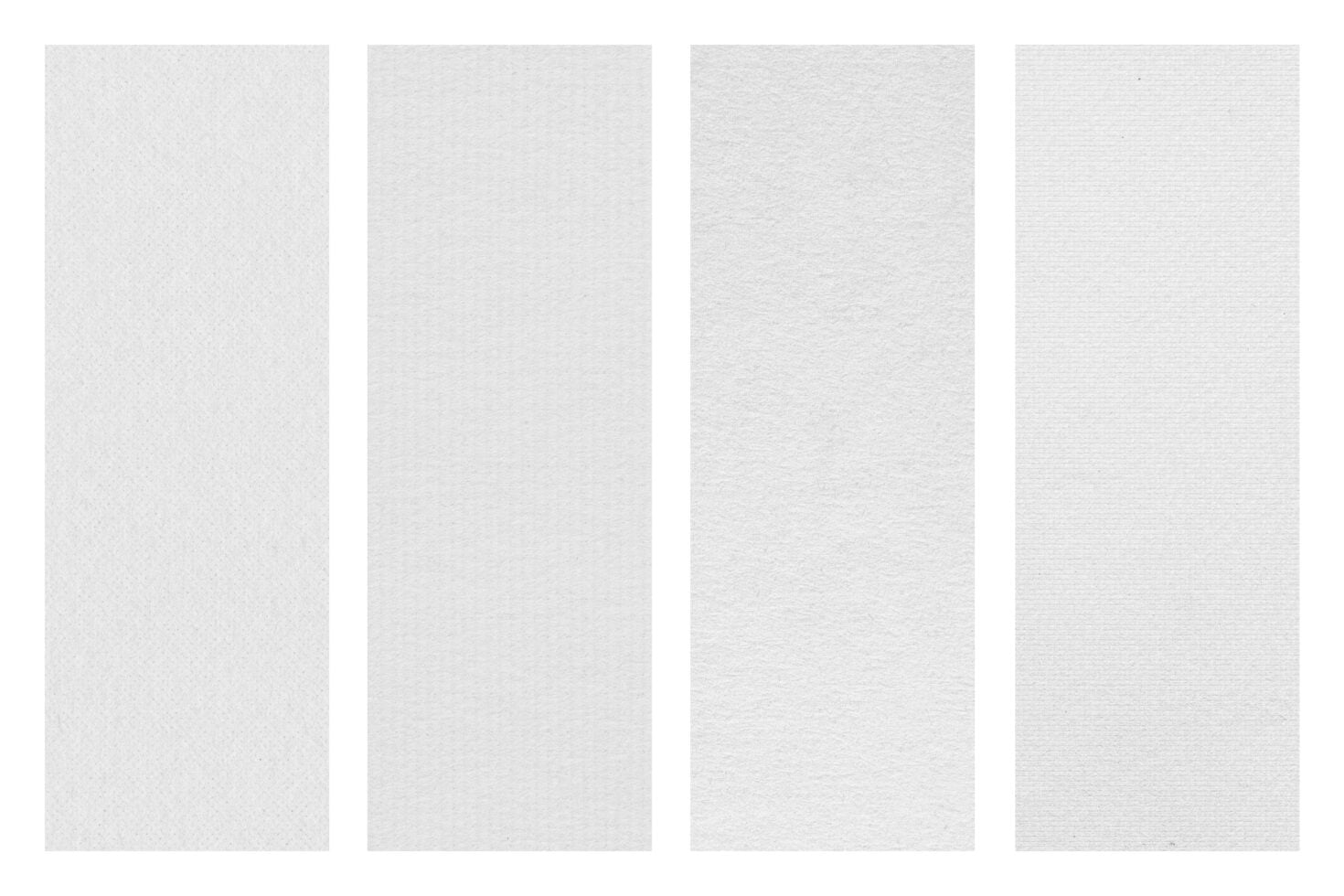 Four tall linen paper textures with subtle weave pattern in soft neutral grays