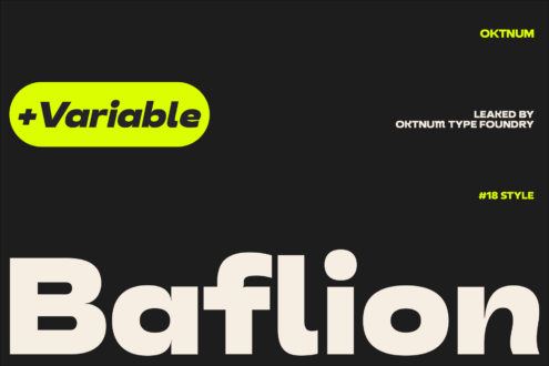 Baffle Variable font display with neon yellow branding on dark background
