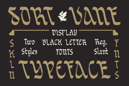 Sort Dame display typeface with two black letter font styles in regular slant
