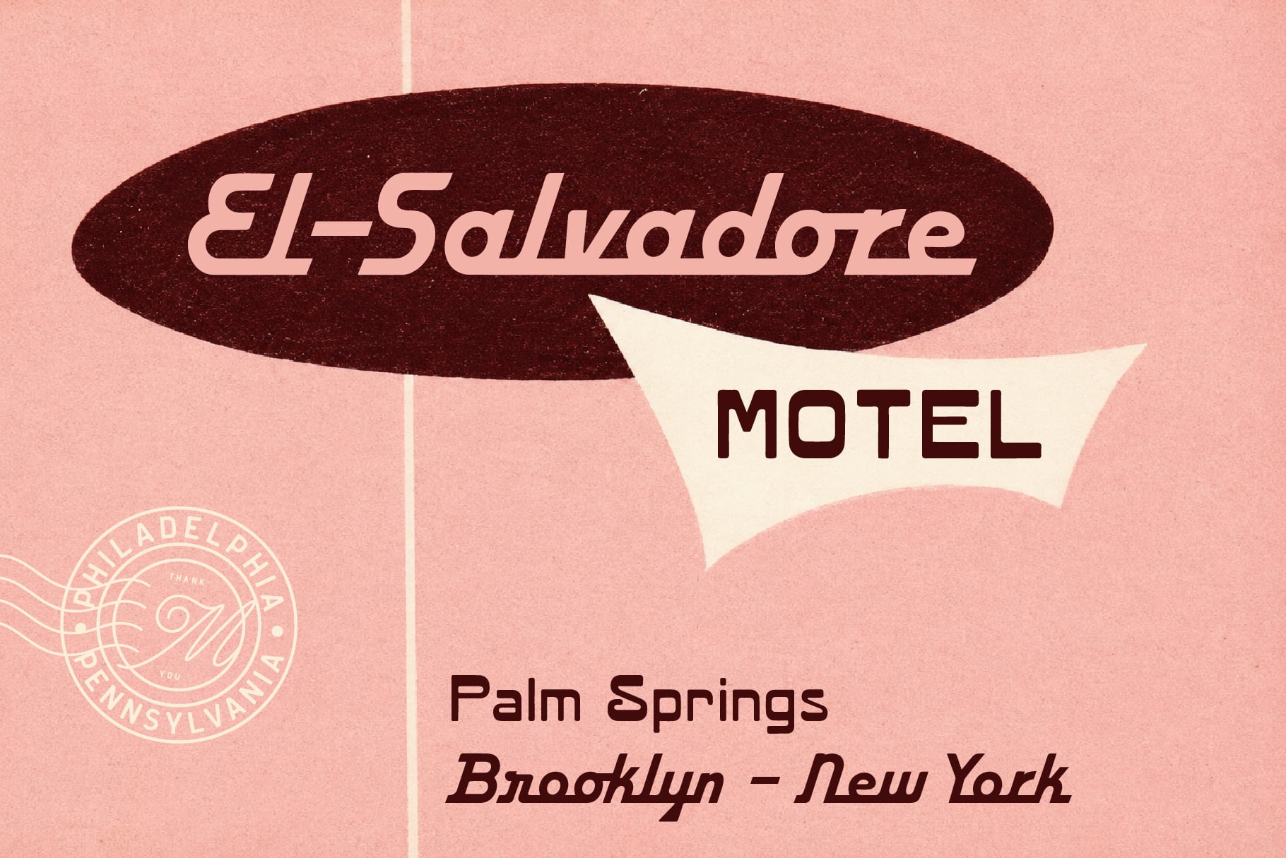 Vintage motel sign mockup with mid-century retro vibes on dusty pink background