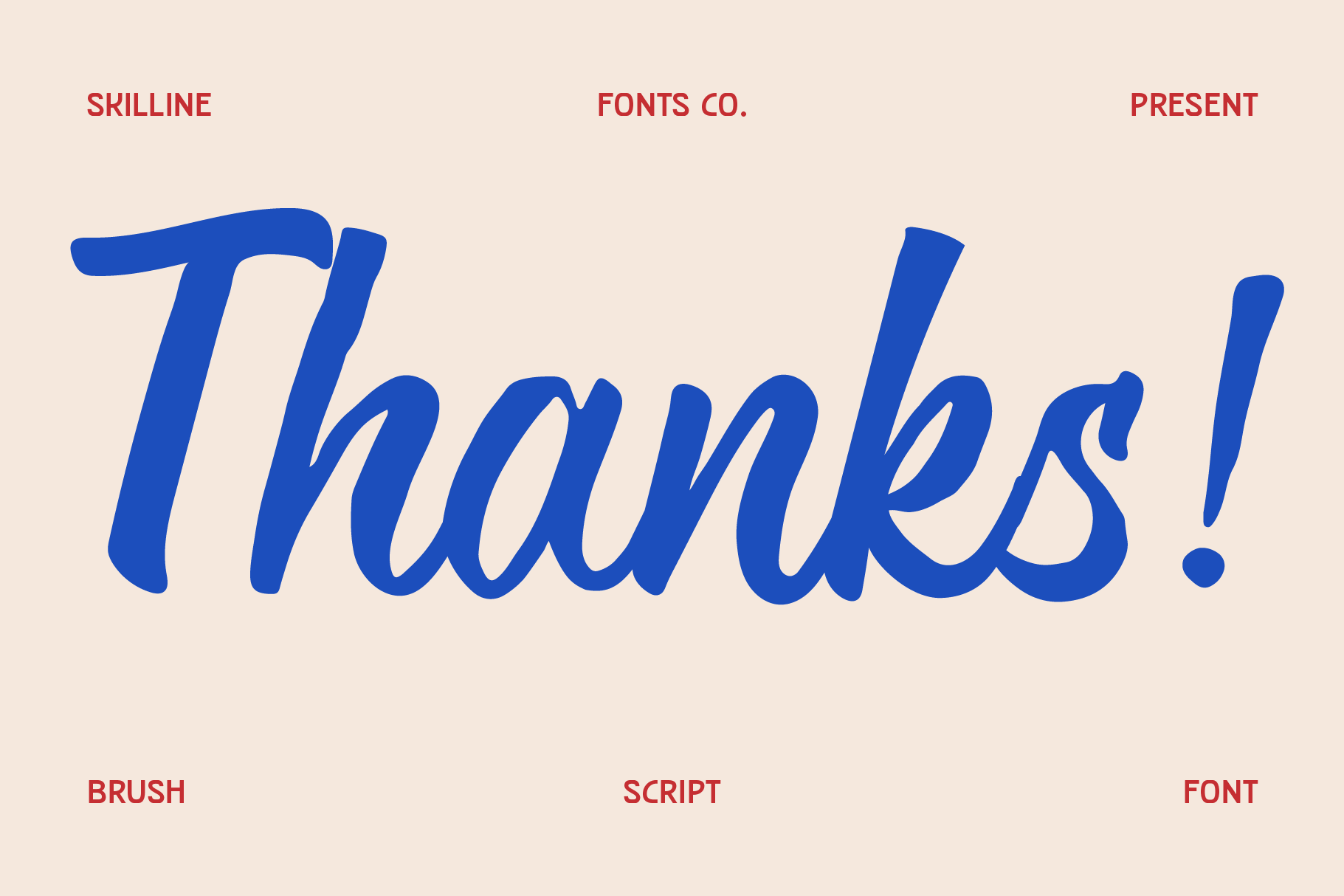 Bold blue brush script typeface displaying "Thanks!" with Skilline branding