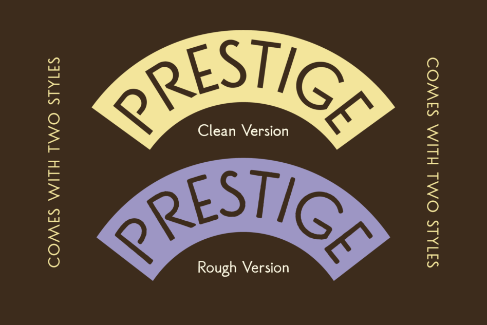 Prestige cove labels showing clean yellow version plus rough purple version with two style options