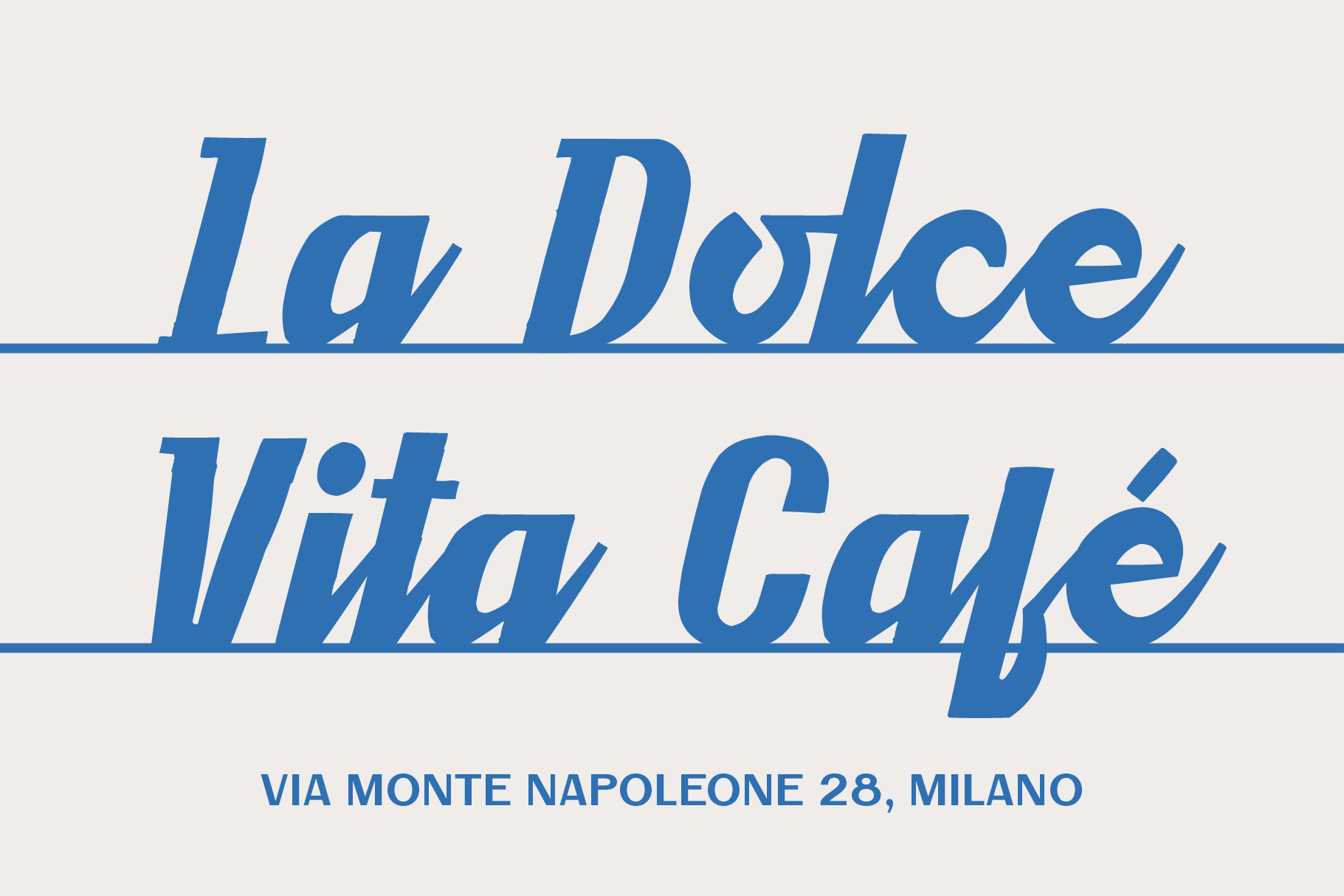 Vintage Italian cafe sign with elegant blue italic lettering on cream background