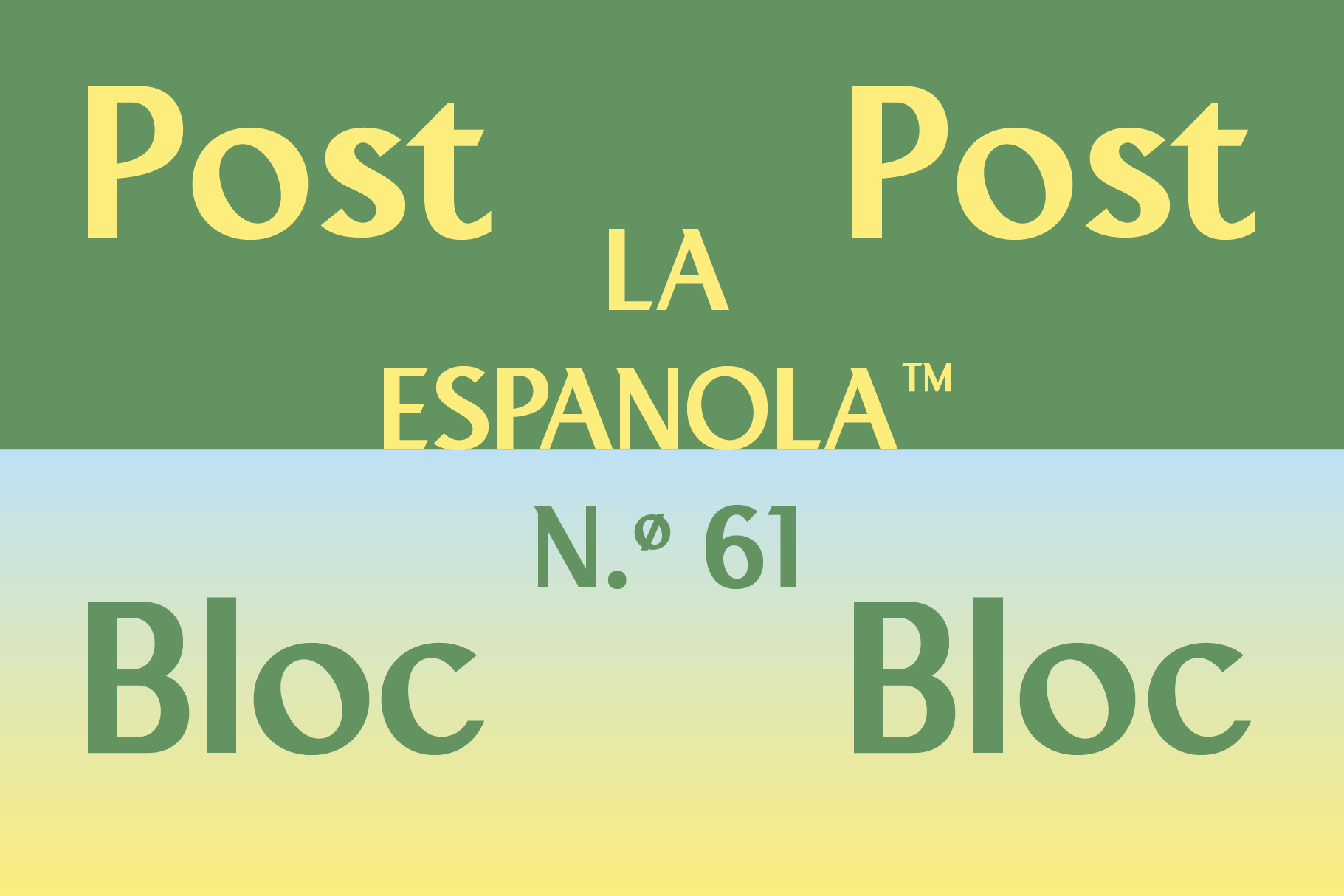 Retro Spanish social media template with yellow typography on gradient green to yellow background