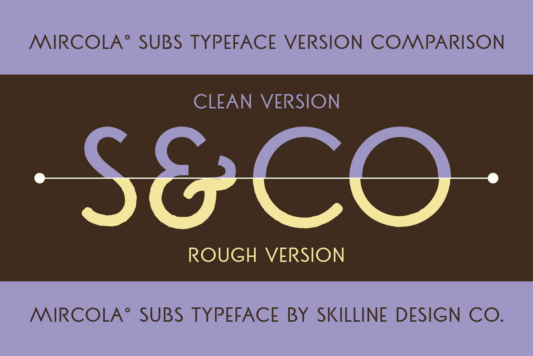 Mircola Subs typeface showing clean versus rough letter styles side by side