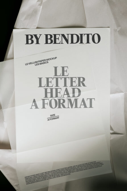 Cream letterhead mockup with "By Bendito" branding on textured paper background