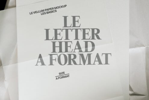 Cream A4 letterhead mockup with serif typography showing "Le Letterhead" text layout on textured paper