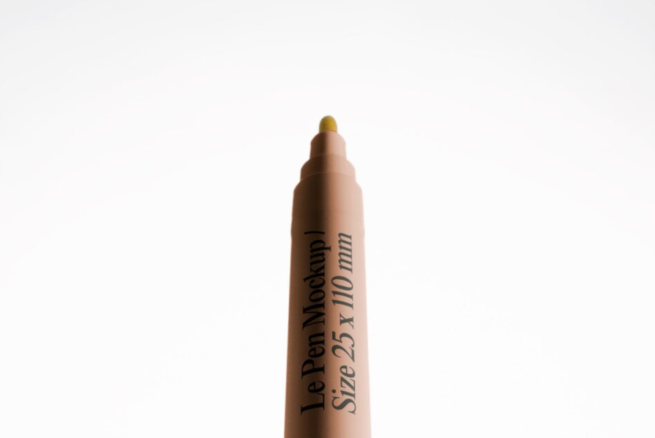 Le Pen Mockup with gold tip on clean white background, centered shot