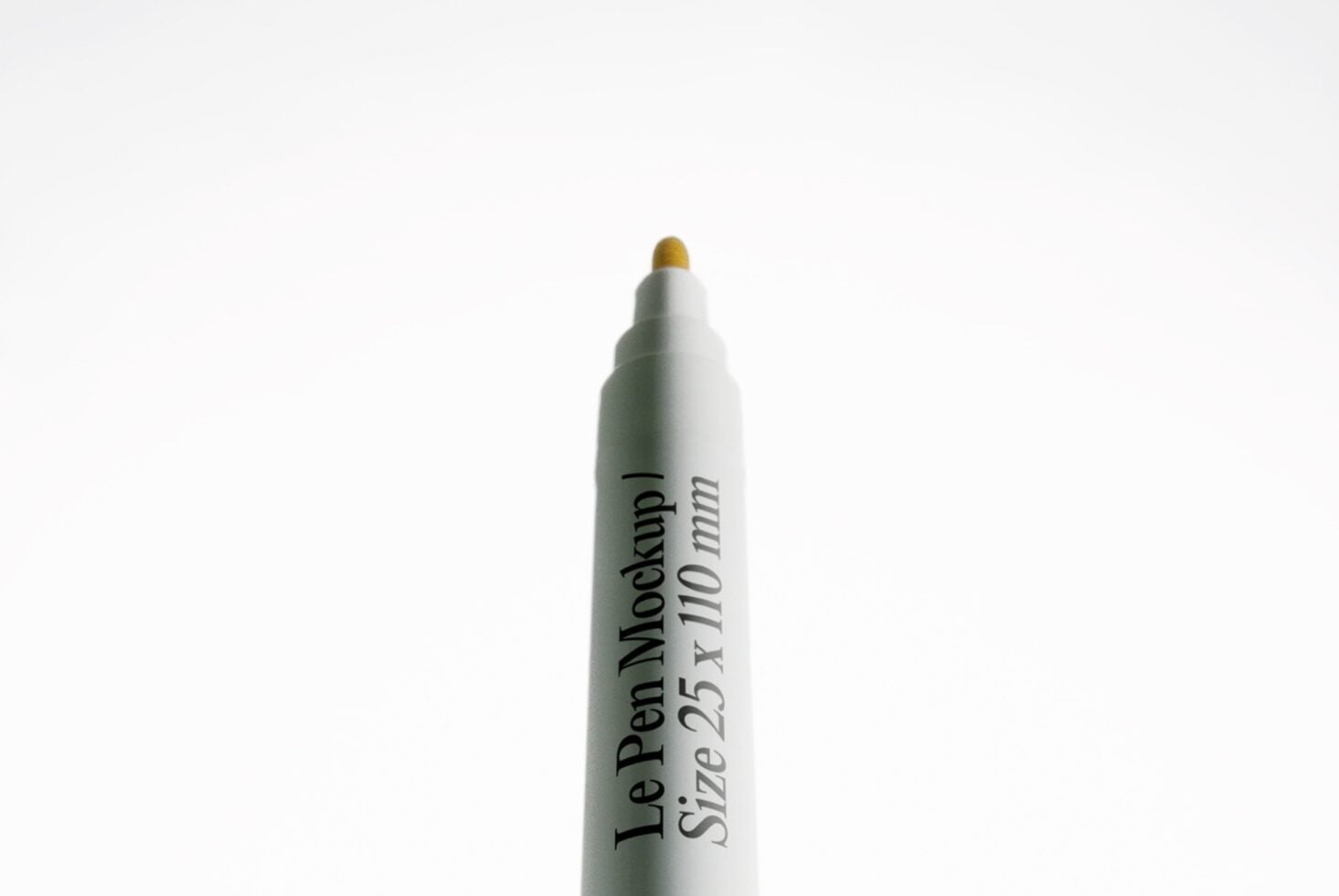 Le Pen Mockup Size 25 x 110 mm with gold tip on white background