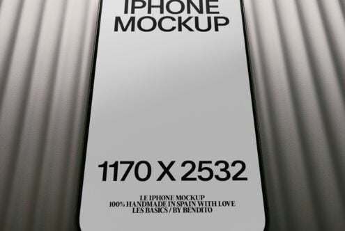 iPhone mockup on fabric backdrop with soft shadow overlay