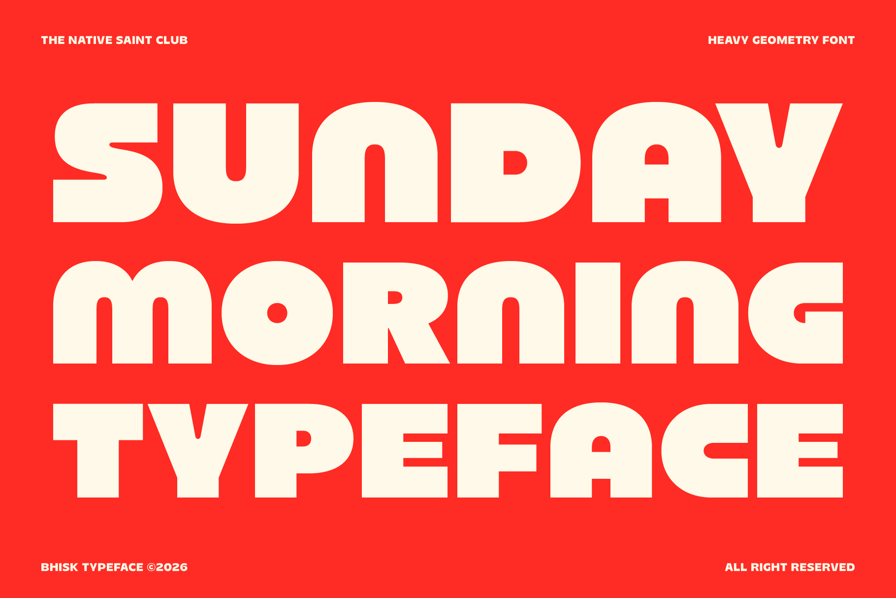 Bold cream typeface on red background displaying "Sunday Morning Typeface"