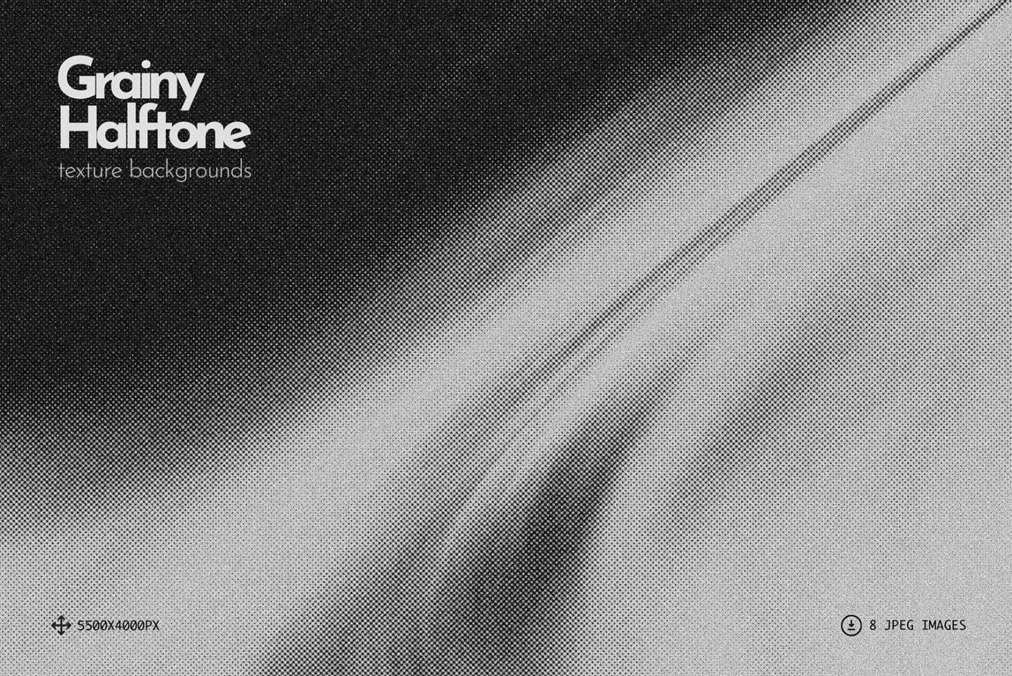 Grainy Halftone texture backgrounds transitioning from dark to light with dotted pattern overlay