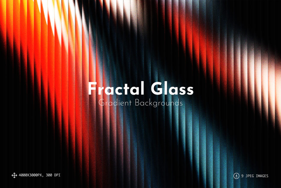 Vertical light streaks in red, orange, yellow, teal, transitioning to black with grainy texture overlay