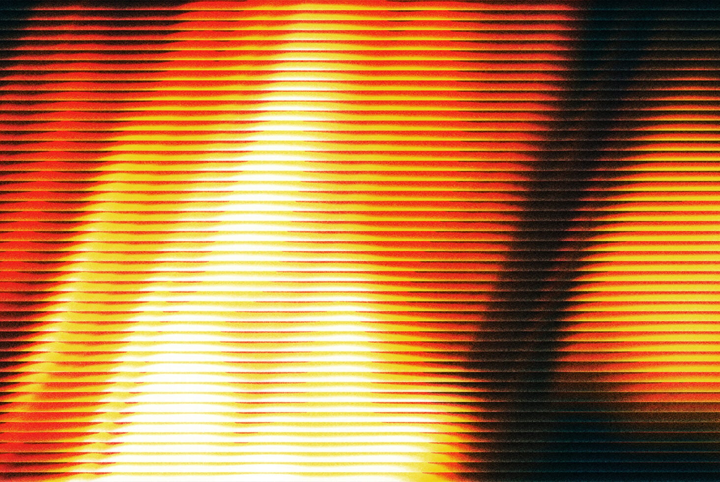 Glowing neon lines radiating from center with red, orange, yellow fading to black edges