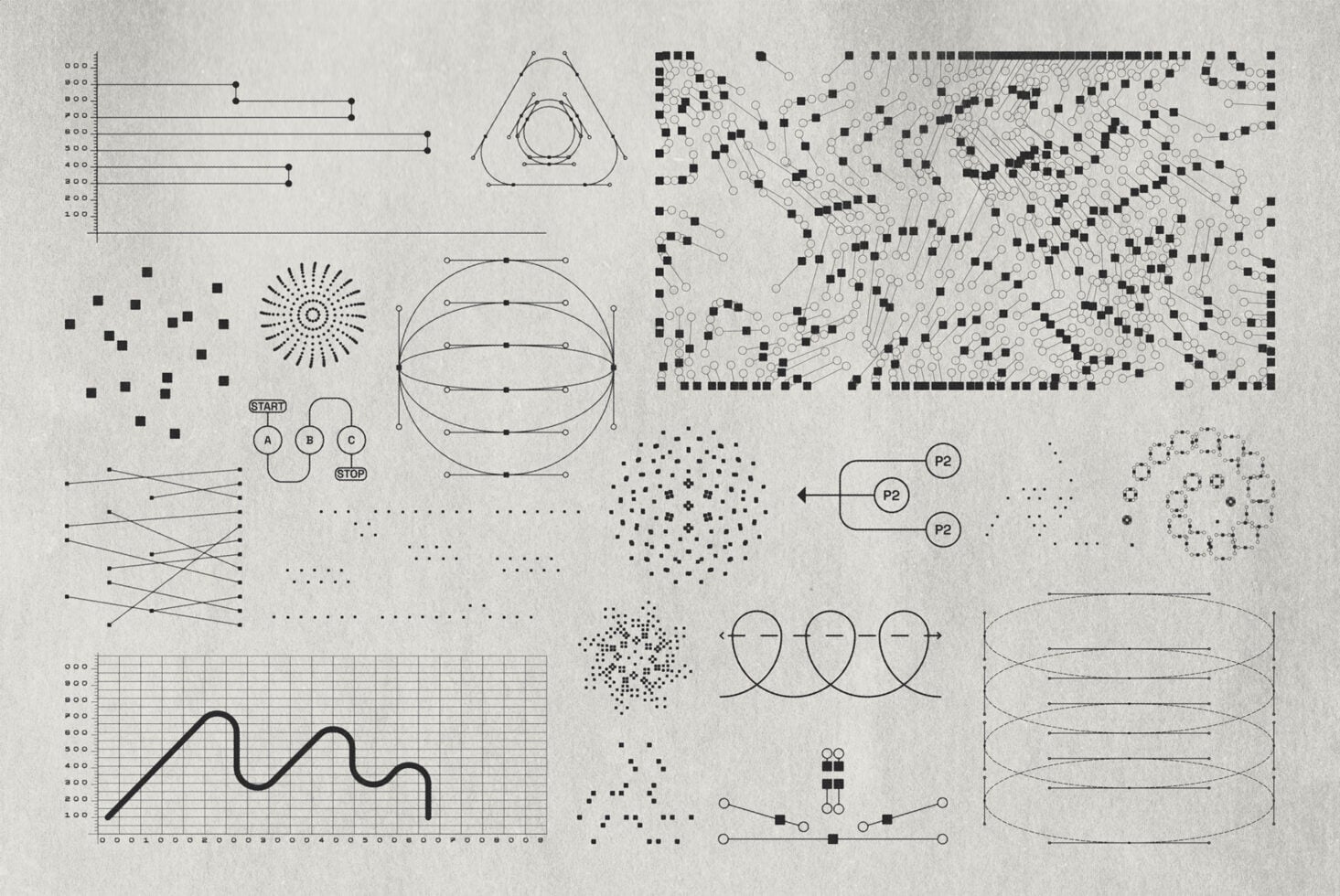 Data visualization library with charts, graphs, network diagrams, geometric shapes