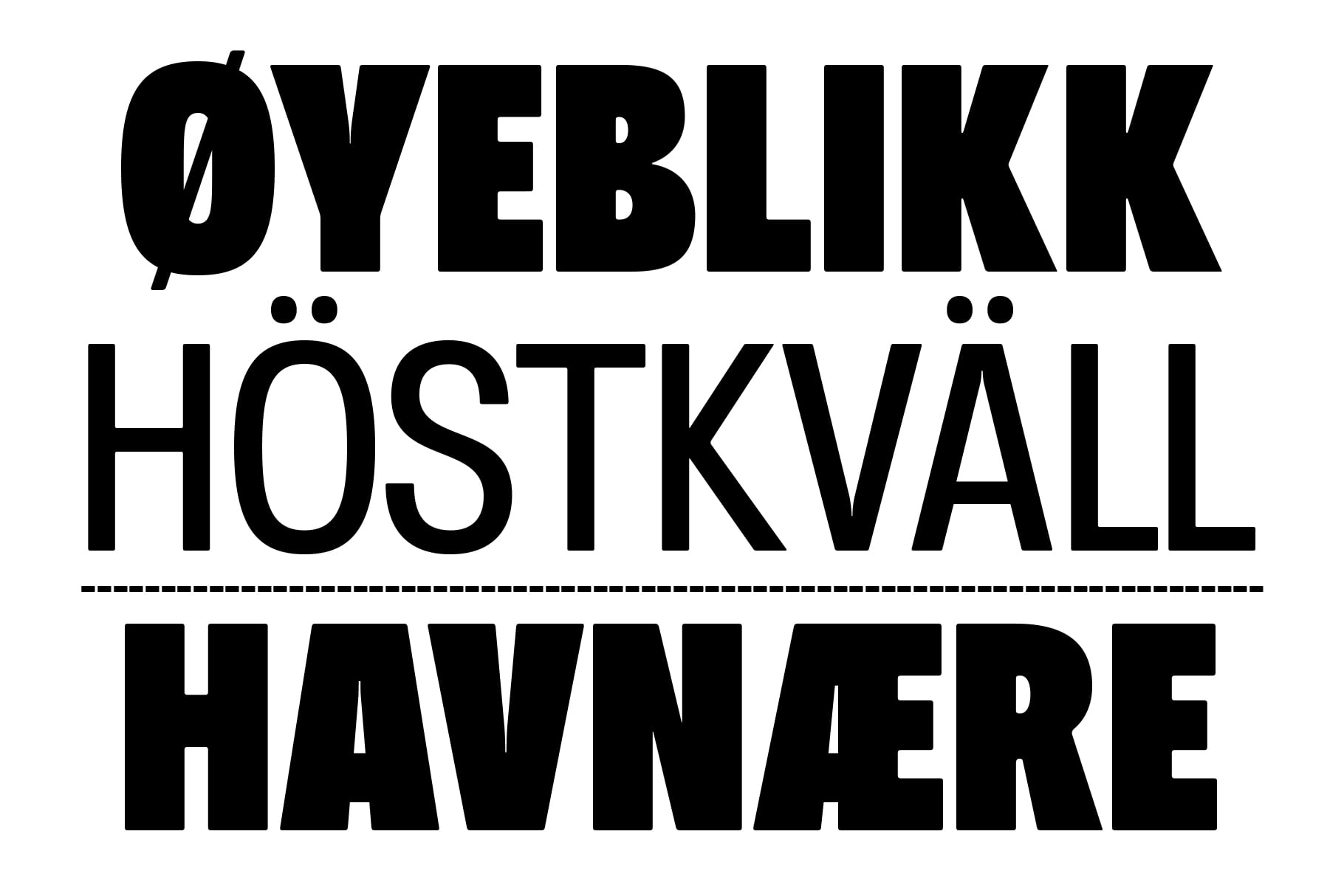 Bold black sans serif typeface stacked in three lines with decorative dots, dashes