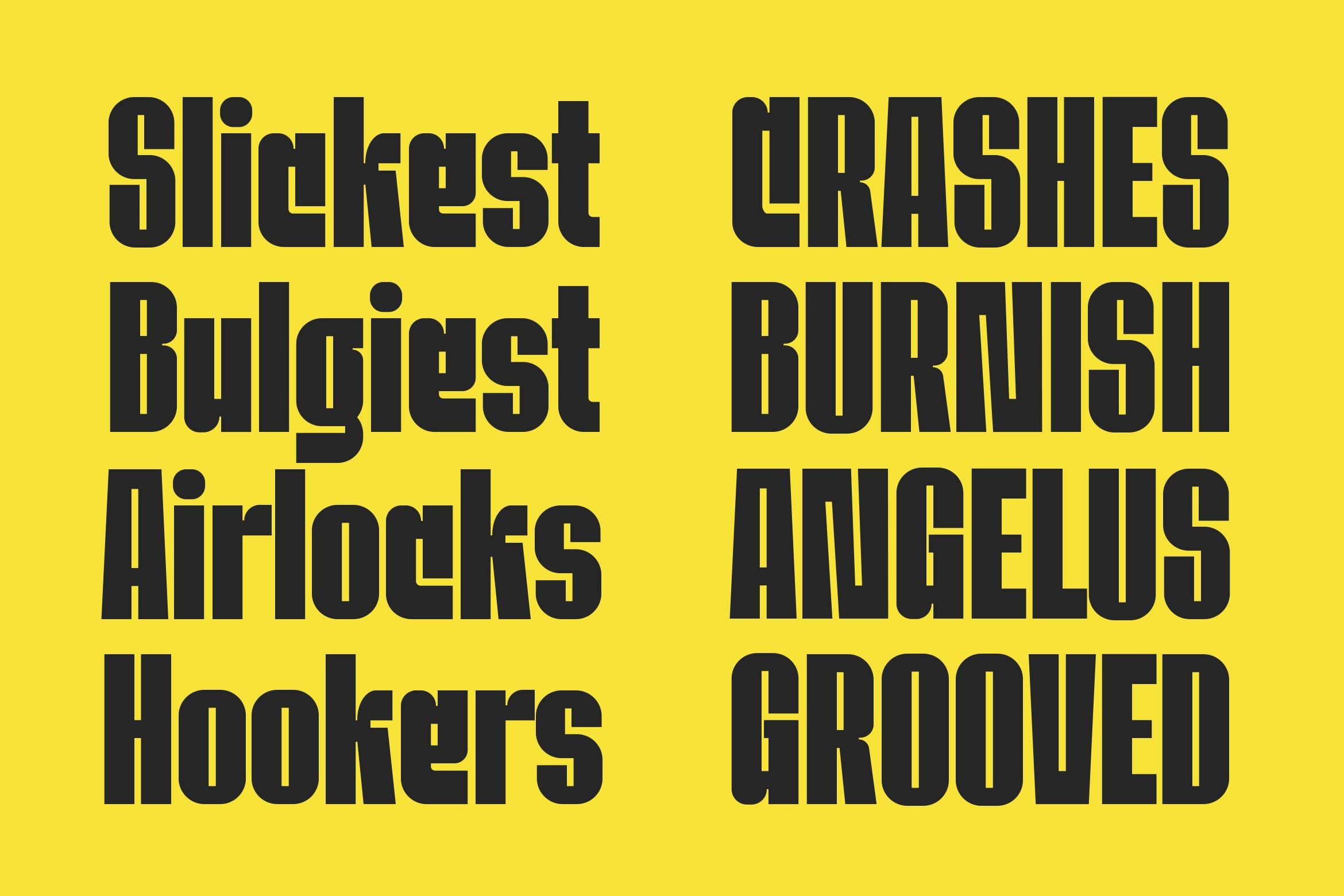 Bold black sans serif font displaying sports team names on bright yellow background
