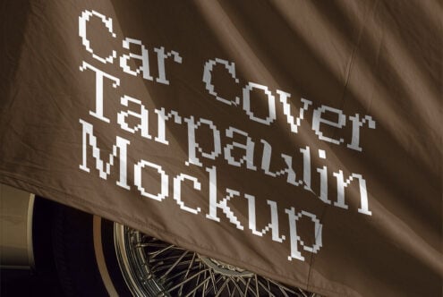 Pixelated white text casting shadows on tan fabric with industrial rope detail below