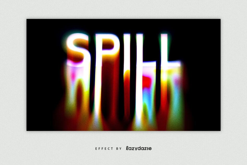 Glowing neon text with chromatic aberration effect on dark background, vibrant color bleed
