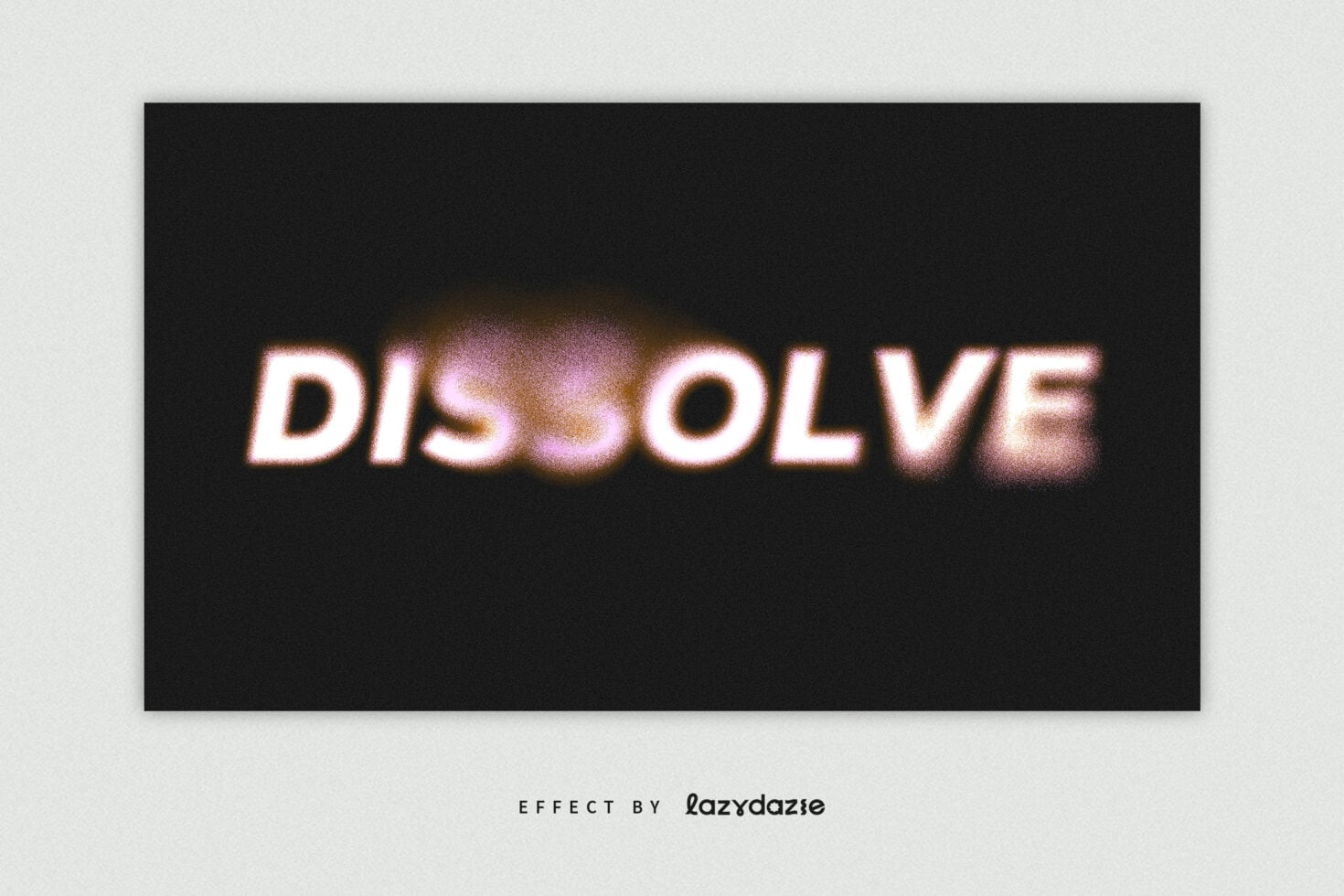 Glowing neon text effect with chromatic aberration on dark background showing dissolve word