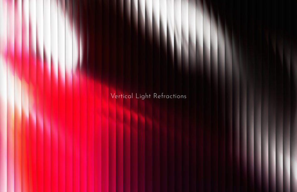 Vertical light refraction background in pink, red, white, black striped pattern