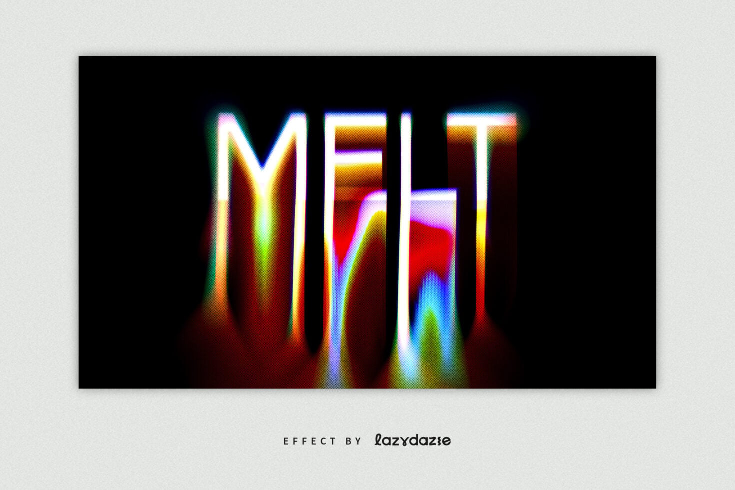 Glowing neon text with chromatic aberration effect on dark background, vibrant color shift style