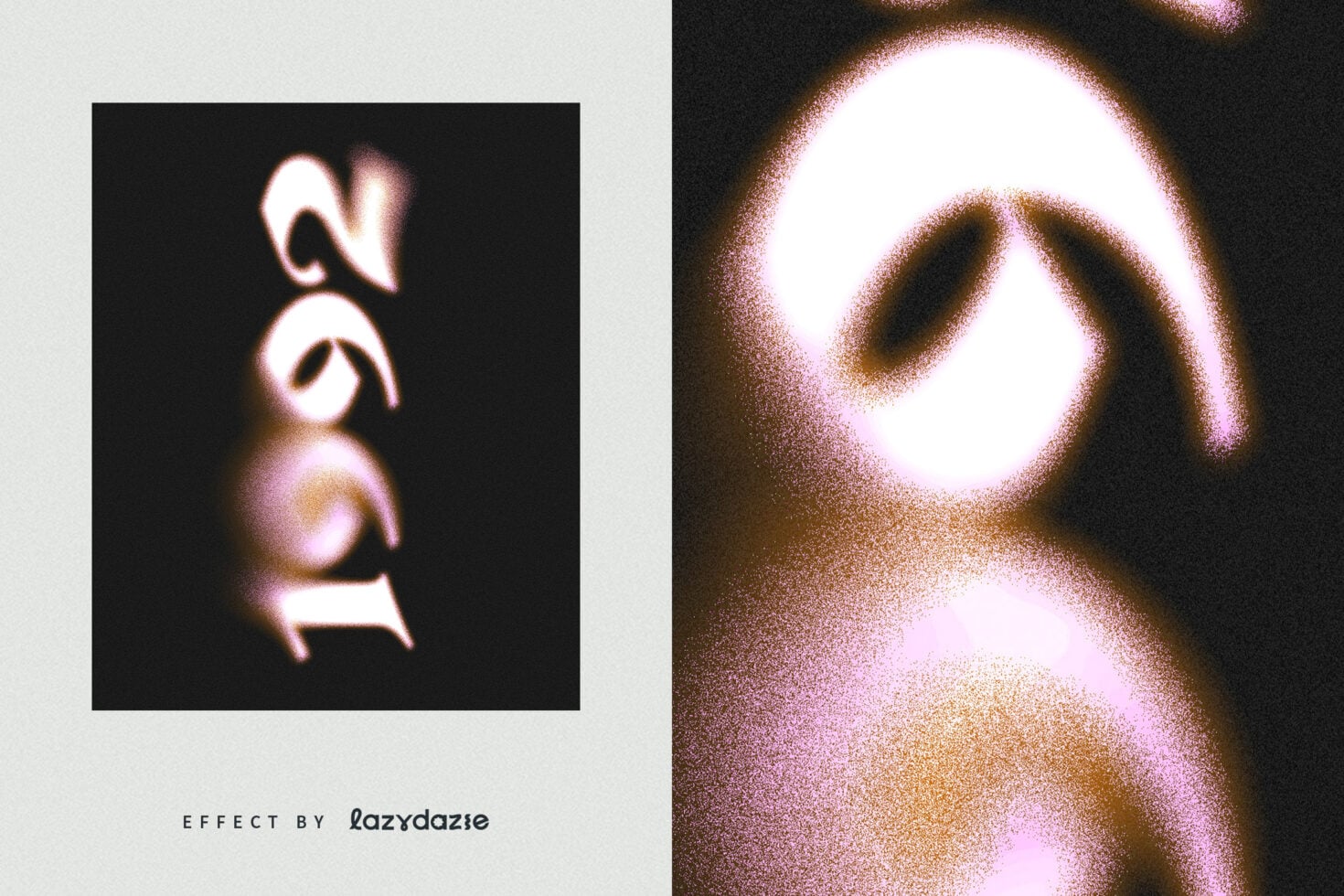 Blurry retro glow effect with pink, gold, brown halos on black background by lazydazie